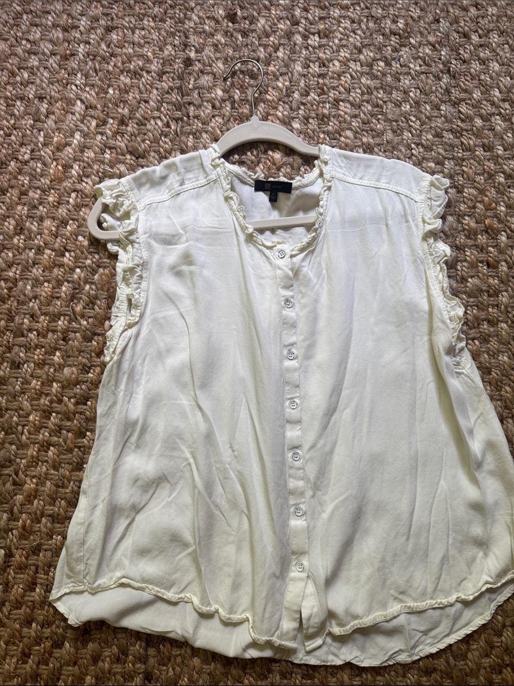 Frye Cream Ruffle Trim Button-Front Women’s Top